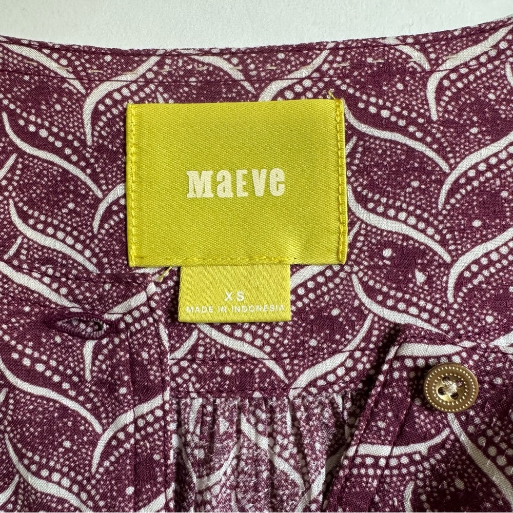 Anthropologie Maeve Orli Purple Geo Print Bibbed Rayon Blouse XS - Picture 5 of 17